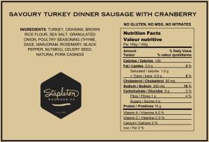 Savoury Turkey with Cranberry Sausage [4] – Approx. 400g
