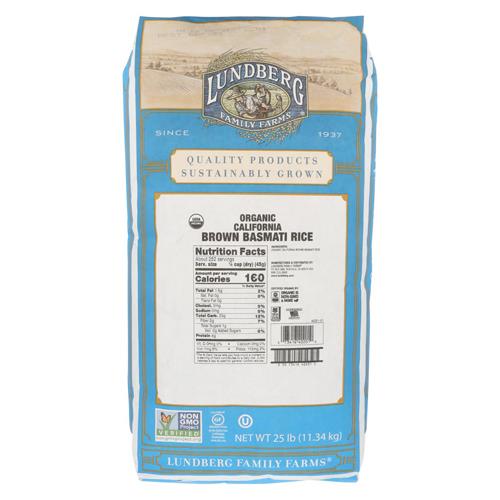 LUNDBERG Organic Brown Basmati Rice - 25 Lb