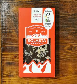 Solasta Lemon & Ginger 54% Dark Chocolate Bar - 90g