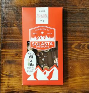 Solasta Savory Butter & Hazelnuts 41% Milk Chocolate Bar - 85g