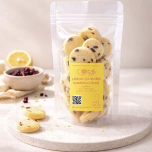 Lemon Cranberry Milk Tea Diamond Cookies Pack